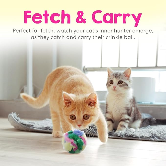 Cat Crinkle Balls 2.5 Inch (12-Pack) - Crinkle Cat Toys for Indoor Cats - Multi-Color Crinkle Cat Toy - Cat Toys Crinkle Balls to Keep Fit and Active - Canadian-Made Crinkle Balls for Cats - PAWPICO