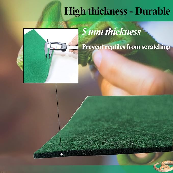 HERCOCCI 2 Pack Reptile Carpet, 39’’ x 20’’ Terrarium Bedding Substrate Liner Reptile Cage Mat Tank Accessories for Bearded Dragon Lizard Tortoise Leopard Gecko Snake (Green) HERCOCCI