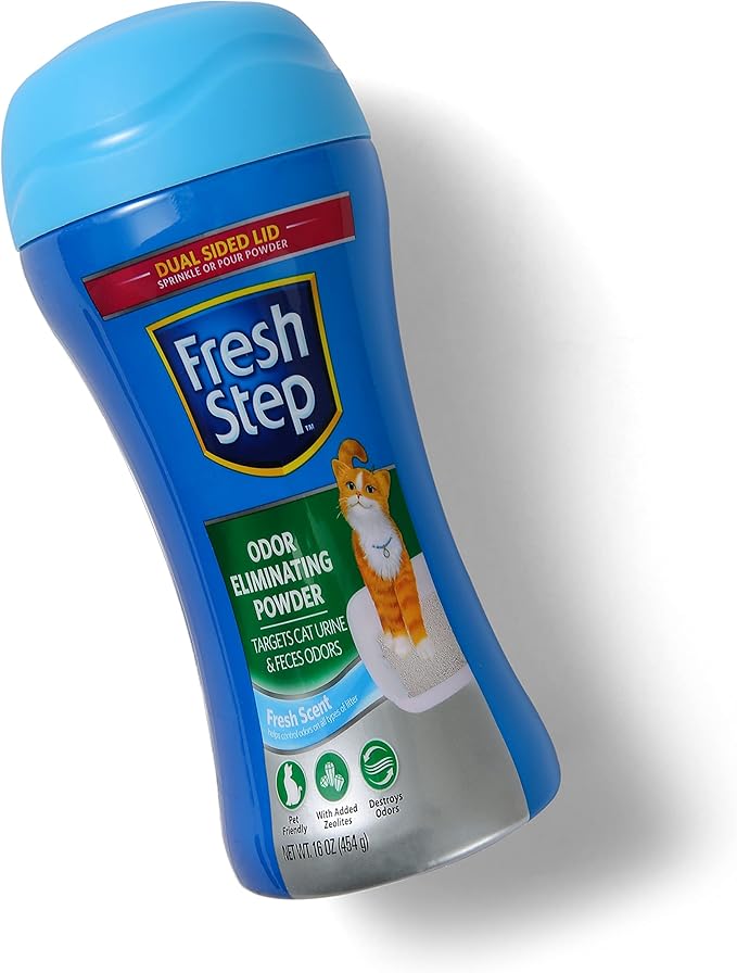 Fresh Step Cat Litter Box Odor Eliminating Powder | Cat Deodorizer for Litter Box | Easy to Use Odor Neutralizing Powder Cat Product for the Home - 16 Ounces (Pack of 2) - PAWPICO