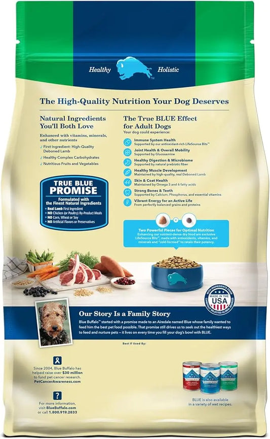 Blue Buffalo Life Protection Formula Adult Dry Dog Food, Helps Build and Maintain Strong Muscles, Made with Natural Ingredients, Lamb & Brown Rice Recipe, 5-lb. Bag - PAWPICO