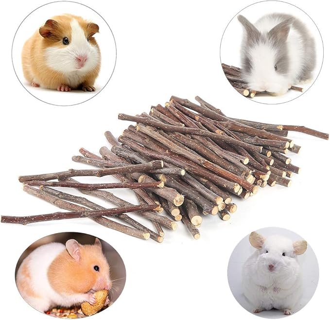 250g Apple Sticks Small Animals Molar Wood Treats Toys for Rabbits Chinchillas Guinea Pig Hamster Gerbil Parrot Bunny and Small Animals Chew Stick Toys Treats Bojafa