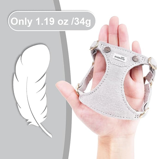 Puppytie No Pull xs Dog Harness with Multifunction Dog Leash,Soft Adjustable No Choke Escape Proof Pet Harness Vest,Denim Gray,XXS Puppytie