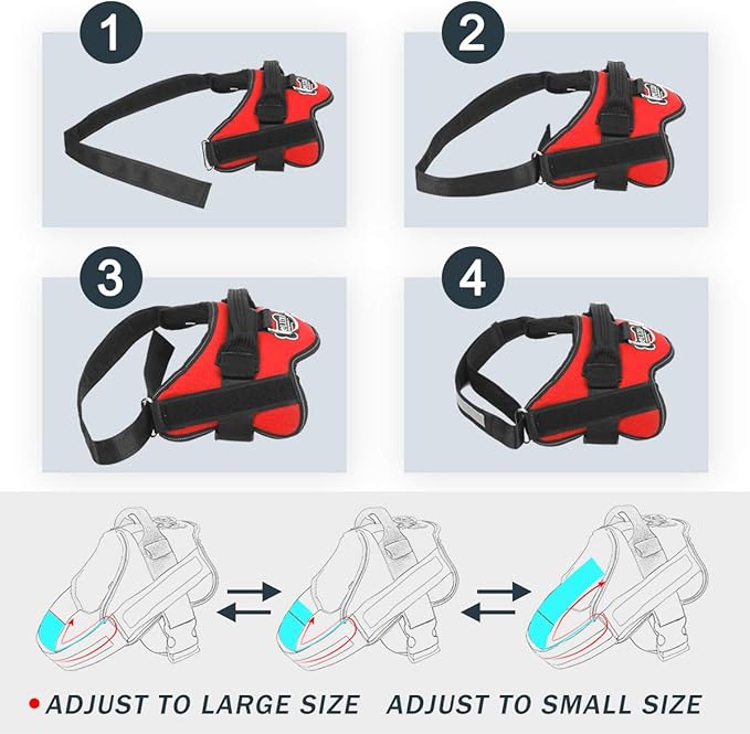 Bolux Dog Harness, No-Pull Reflective Dog Vest, Breathable Adjustable Pet Harness with Handle for Outdoor Walking - No More Pulling, Tugging or Choking (Red, XS) Bolux