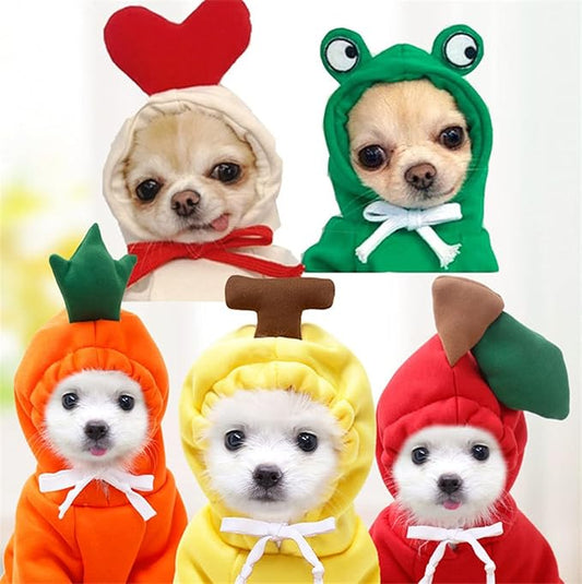 Warm Dog Winter Clothes Cute Fruit Dog Coat Hoodies Fleece Pet Dogs Costume Jacket for French Bulldog Chihuahua Ropa para Perro(Green,XL) - PAWPICO