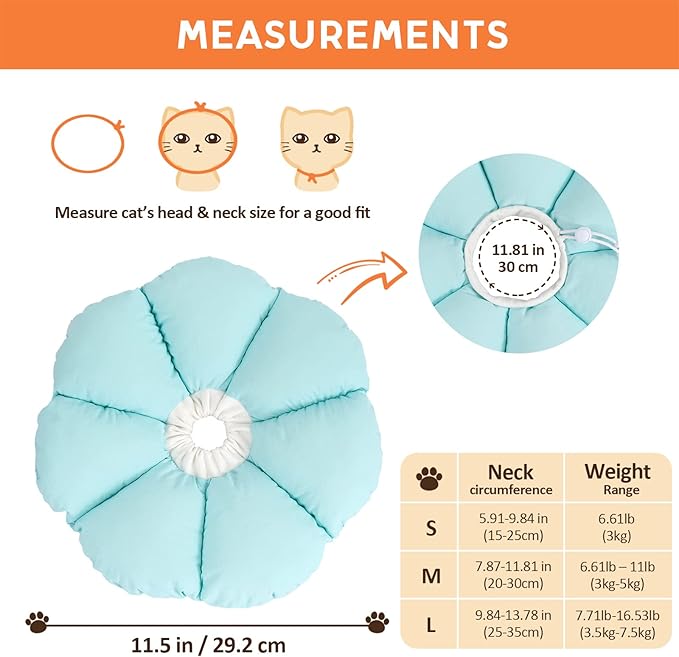 Avont Cat Cone Collar Soft, Adjustable Recovery E Collar Alternative for Cats Kittens Puppies, Elizabethan Neck Cone of Shame to Prevent Licking Biting After Surgery Protect Wounds -Blue(M) Avont