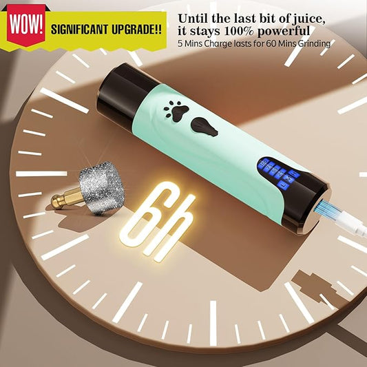 YABIFE Dog Nail Grinder, Dog Nail Trimmers and Clippers Kit, Super Quiet, Rechargeable, for Small Large Dogs & Cats Toenail & Claw Grooming,3 Speeds, 1 Extra Grinding Wheel - PAWPICO