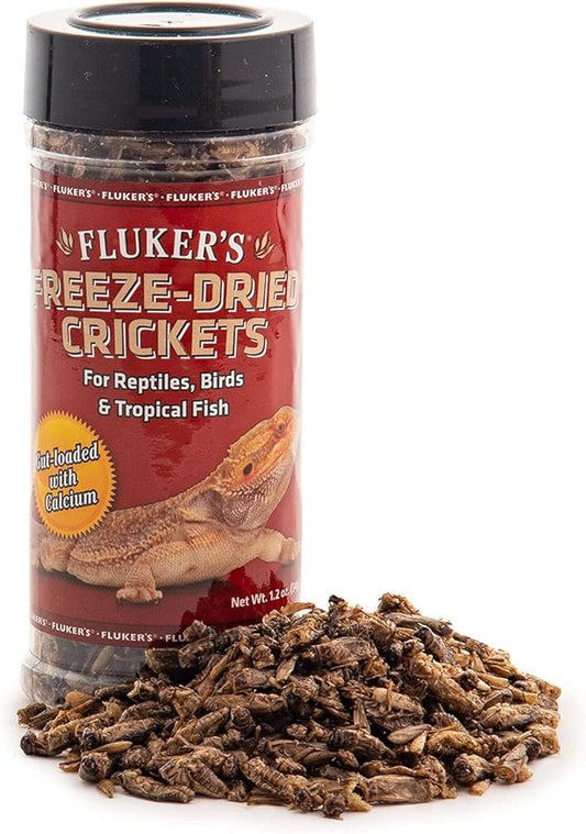 Fluker's Freeze Dried Crickets, Ideal for Reptiles, Birds, and Fish, Packed with Protein and Essential Nutrients, 1.2 oz Flukers