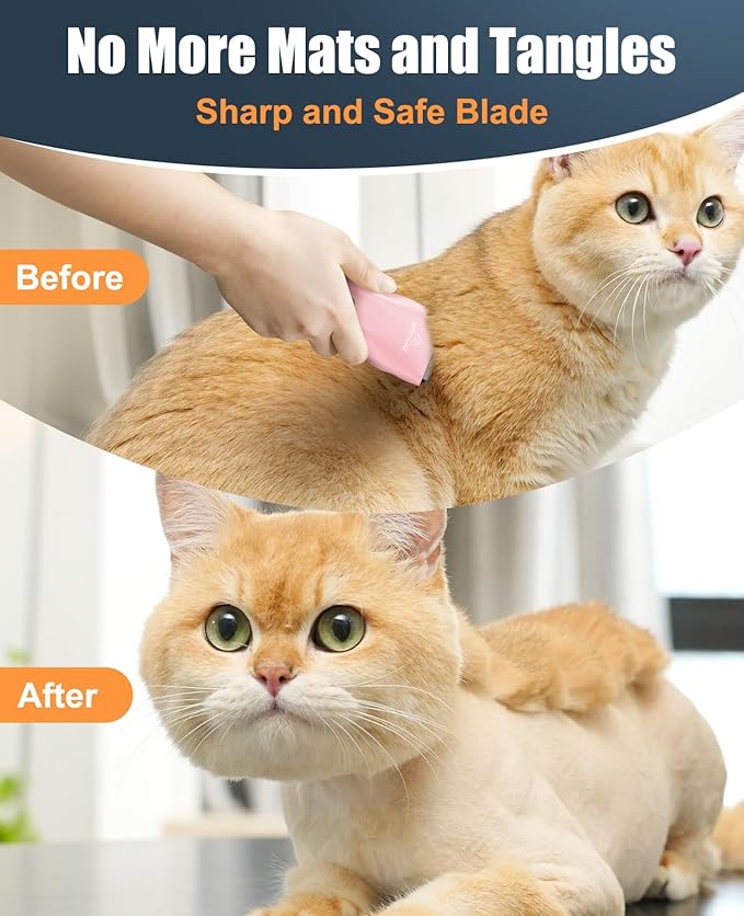 oneisall Pet Clipper for Cat Matted Hair, Pet Shaver for Cats Quiet Pet Hair Clippers Cordless Cat Clippers for Matted Hair Cat Clippers for Long Hair - PAWPICO