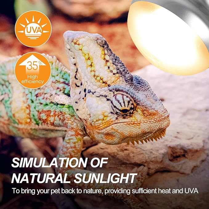 WACOOL 2Pack 100W Reptile Heat Lamp Day & Night Kit, Nature Simulated Basking Daylight & Nightlight Heat Lamp Bulbs for Reptiles & Amphibians, UVA Heat Lamp for Bearded Dragon Gecko Turtle Lizard WACOOLTERRA