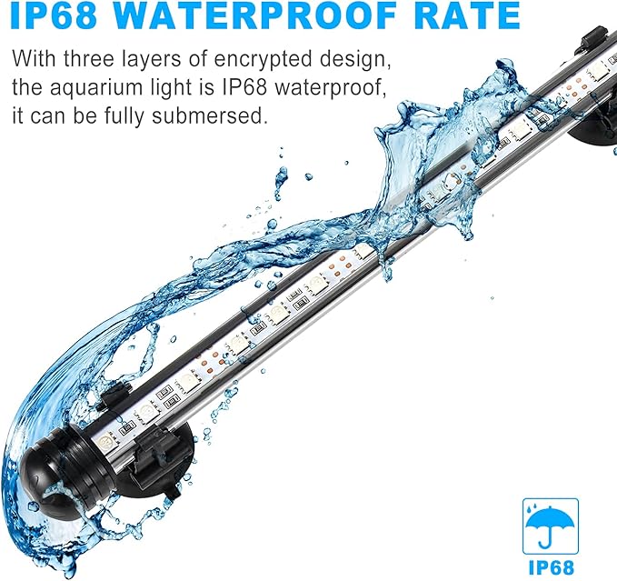 GreenSun Fish Tank Aquarium Light: Submersible Led Lamp - 11 Inch Waterproof Strip Spotlight with APP Control GreenSun