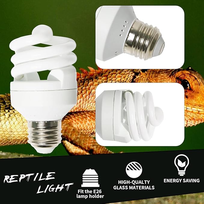 LUCKY HERP Mini UVA UVB Reptile Light 10.0 9W, UVB Bulb for All Desert Dwelling Reptiles, Compact Fluorescent Reptile UVB Bulb for Turtle, Bearded Dragon, Lizard, Gecko etc. LUCKYHERP