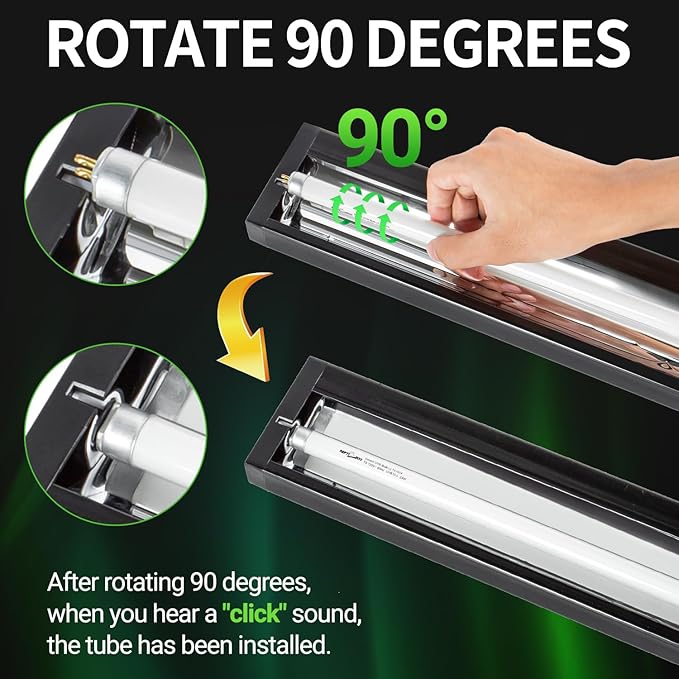 REPTI ZOO UVB Reptile Light, New Version T5 HO UVB Lighting Combo Kit, Reptile Terrarium Hood with 5.0 UVB Tube Bulb, Reptile Light Fixture 39W-34Inch REPTIZOO