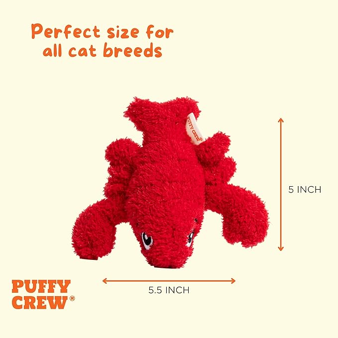 Interactive Catnip Cat Plush Toy, Ocean Theme, 5'', for All Breed Size Cats (Lobster) - PAWPICO