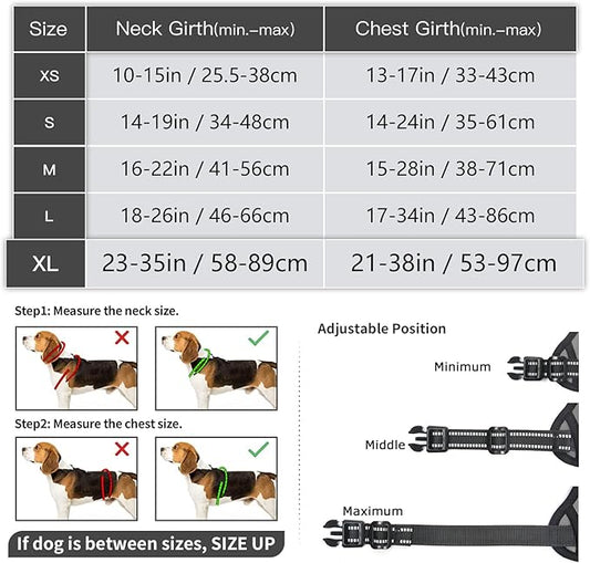 Timos Dog Harness Large Sized, No Pull Dog Harness with Neck Lockable Snap,No Choke Front Clip Dog Reflective Harness,Adjustable Metal Rings 3 Buckles,Easy Control Handle for Large Dogs Gray XL Timos