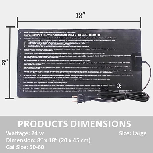 Aiicioo Reptile Heating Pad - Hermit Crab Heater Heat Mat for Reptiles Snake Lizard 24 Watt AIICIOO