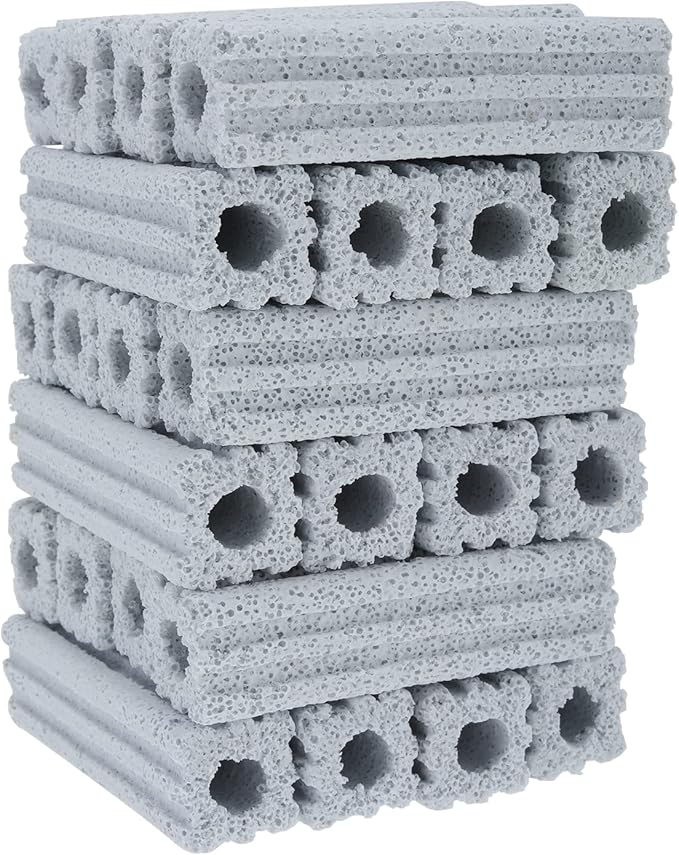 Ceramic Bio Filter Media for Aquarium Sump Canister Pond Fish Tank, Vast Surface Area (3.8" Length / 72pcs) RealPlus