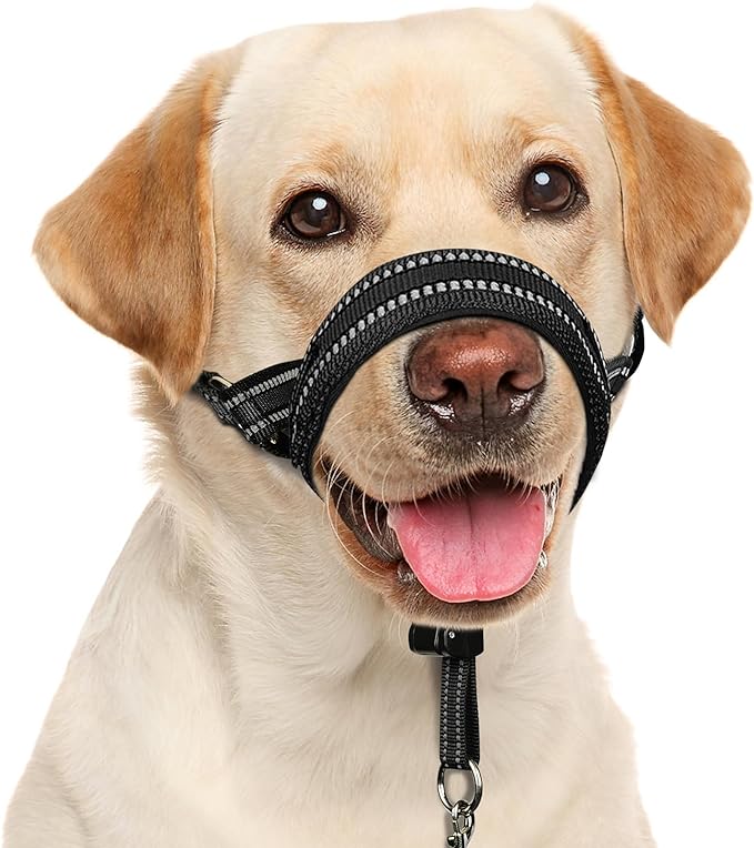 BARKLESS Soft Dog Head Collar, Padded No Pull Head Halter, Training Nose Leash with Safety Link for Medium Large Dogs, Adjustable Muzzle Leash, Easy Control for Walking Barkless
