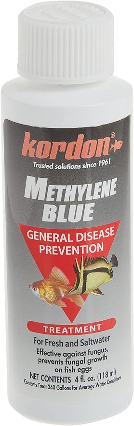 Kordon Methylene Blue Disease Preventative – Safe for Freshwater & Saltwater Aquariums, Prevents Fungal Infections & Treats Parasites, Reduces Fish Stress, 4-Ounces Kordon