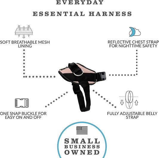 ShawnCo Essential Dog Harness, No-Pull Pet Vest with 3 Leash Clips, No Choke, Reflective, Adjustable and Padded, for Easy Walking and Training for Small, Medium and Large Dogs (Rose Gold, XS) SHAWNCO