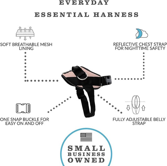 ShawnCo Essential Dog Harness, No-Pull Pet Vest with 3 Leash Clips, No Choke, Reflective, Adjustable and Padded, for Easy Walking and Training for Small, Medium and Large Dogs (Rose Gold, XL) SHAWNCO