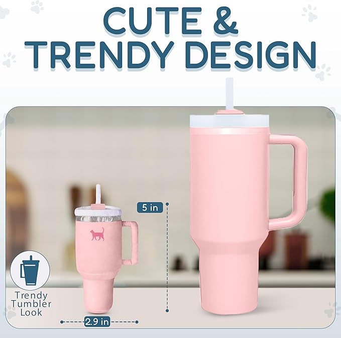 Kitty Cup Tumbler Cat Toy – Cute Cat Toy with Catnip, Crinkle Cat Toys for Cat Birthdays or Christmas, Funny Cat Toys for Kittens (Pink Peach Dust) - PAWPICO