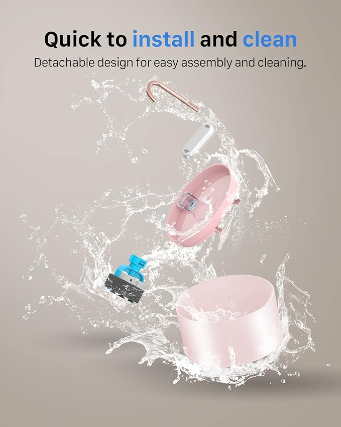 Cat Water Fountain Pink for Drinking: 67oz/2L Cat Fountain - Cute Pet Water Fountain for Cats Inside - Quiet Cat Drinking Fountain - Faucet Pet Fountain - Suitable for Kitty & Kitten - GIOTOHUN - PAWPICO