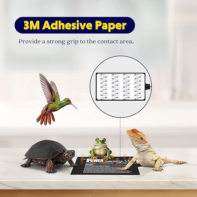 iPower 8 by 12-Inch 16 Watts Reptile Heating Mat with Temperature Controller Under Tank Warmer Terrarium Heat Pad for Reptiles and Amphibians, Black iPower