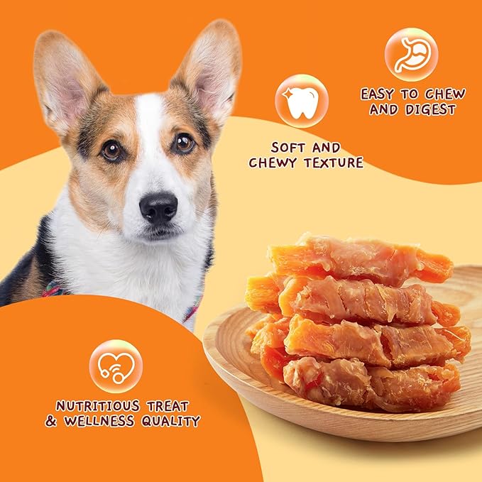 Jungle Calling Dog Treats, Skinless Chicken Wrapped Sweet Potato, Gluten and Grain Free, Chewy Dog Bites for Balanced Nutrition, 10.6 oz - PAWPICO