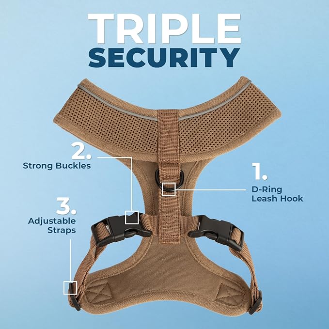 Voyager Aerolite No Pull Mesh Dog Harness with Lightweight, Soft, Breathable, Reflective Stitching, and Adjustable Straps for Walking, Running, Training, Heavy Duty and Durable - Beige, XS BestPetSuppliesLLC