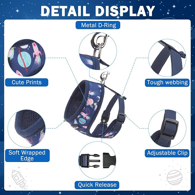 SCENEREAL Small Dog Harness Collar and Leash Set, Adjustable No Pull Pet Harnesses, No Chock Soft Mesh Step in Vest for Doggie Puppy Medium Dogs Cats Girl or Boy,Chihuahua, Yorkie, Outdoor Walking SCENEREAL