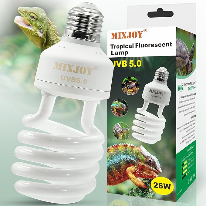 MIXJOY UVB Bulbs for Reptiles 5.0, 26W Tropical UVA UVB Light, Compact Fluorescent UVB Lamp for Reptiles, UVB Light for Chameleons,Turtles and Other Lizards MIXJOY