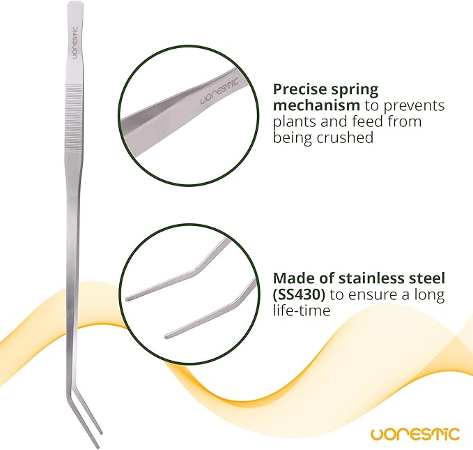 Extra Long Aquarium Tweezers Curved and Straight, 23.6 inches Terrarium Tweezers, Extra Long Tweezers Set, Reptile Feeding Tongs VORESTIC