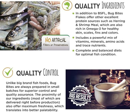 Fluval Bug Bites Goldfish Fish Food, Flakes for Small to Medium Sized Fish, 1.59 oz., A7339, Brown Fluval