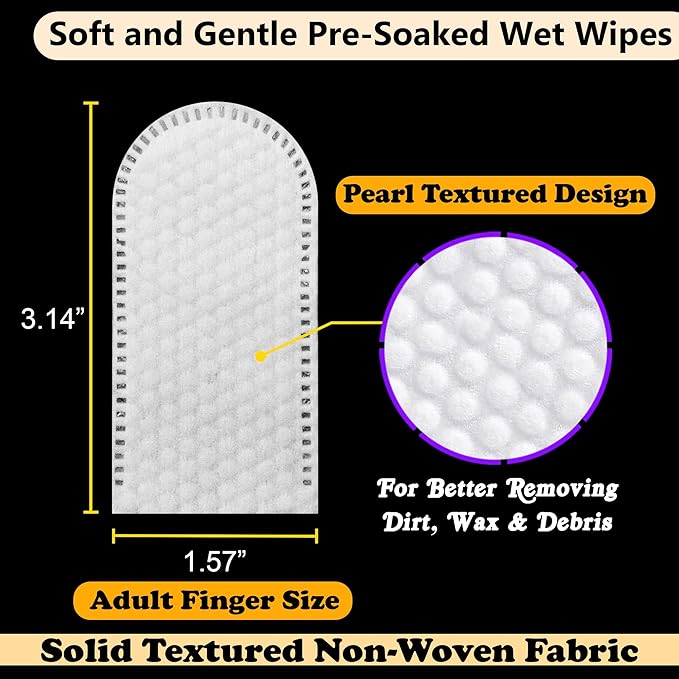 Hanu Ear Finger Wipes for Dogs & Cats Gently Remove Dirt, Wax & Debris - Relieve Ear Itching & Discomfort, Sooths & Deodorizes - All Natural Ingredients - Vet Recommended - 50 Count Hanu