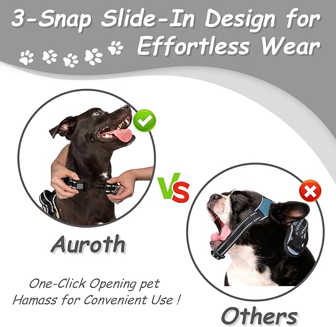 AUROTH Dog Harness Medium Sized Dog, Dog Vest Harness Medium Size Dog, Medium Dog Harness, No Pull Dog Harness for Medium Dogs with Handle, Black M AurothPets