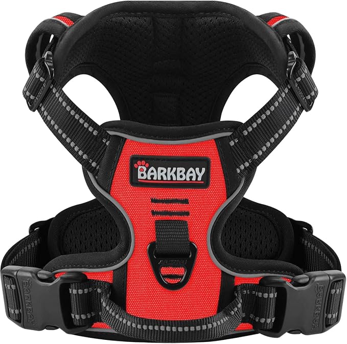 BARKBAY Dog Harness No Pull for Large Dogs - Adjustable, Reflective, Comfortable, No Choke, Heavy-Duty - Perfect for Outdoor Training, Walking, and Hiking - Strong & Durable - XL & Red BARKBAY