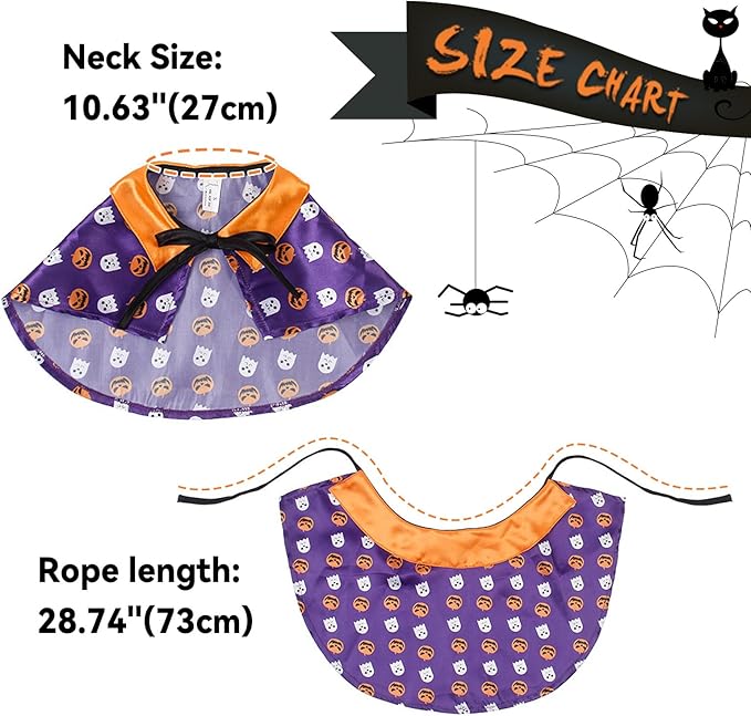 PETLESO Halloween Pets Costume for Cats, Small Dogs, Rabbits Cat Cape Cosplay Party Dog Cloak Costume Cat Halloween Costumes - PAWPICO