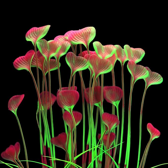 JIH Plastic Plants for Aquarium,Tall Artificial Plants for Fish Tank Decor 15.6 Inch (2 Pcs) (Red) JIH