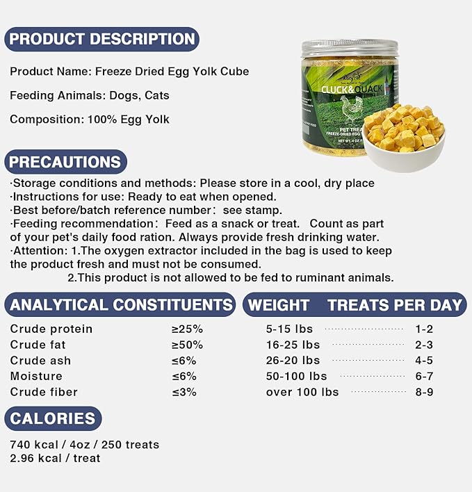 Freeze-Dried Egg Yolk Training Raw Single Ingredient Cat Treats, Solve Pet's Picky Eating Problem(Egg Yolk) - PAWPICO