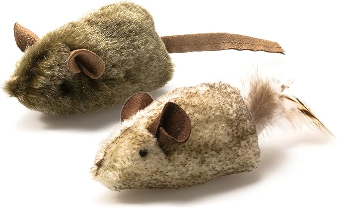 OurPets Play-N-Squeak Twice the Mice Cat Toy, 2pc (Interactive Catnip Toy, Real Mouse Electronic Sound) - PAWPICO