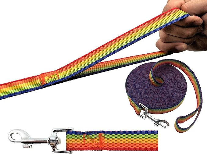 15ft 20ft 30ft 40ft 50ft Long Dog/Puppy Lead Obedience Recall Training Dog Leashes for Small Medium Dogs Camping, Training, Play, or Backyard (Rainbow, 1" x 40FT) PETGOGO