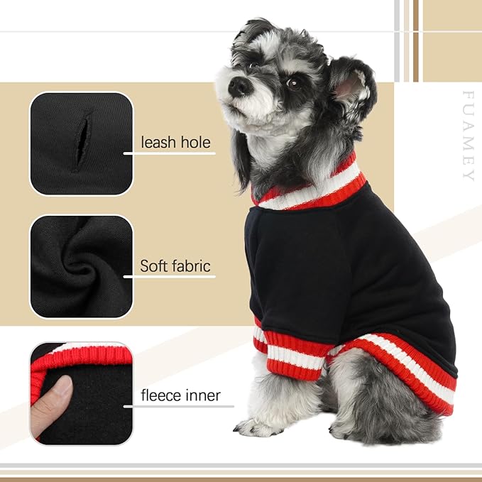 FUAMEY Dog Pullover Sweatshirt,Dog Winter Sweaters Warm Dog Clothes Dog Vest Thick Puppy Pullover Soft Pet Fleece Sweater Cute Doggie Boy Girl Outfit for Small Medium Dogs Black XL - PAWPICO