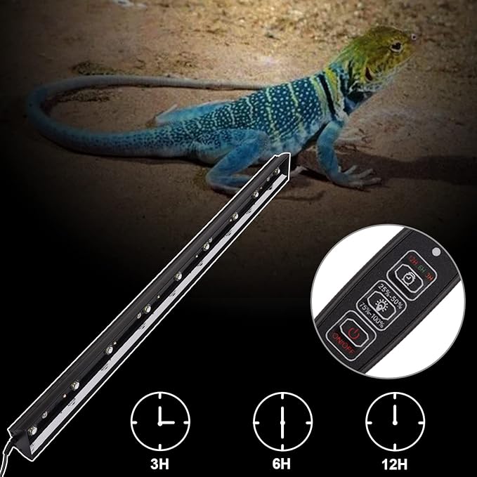 Aiicioo Reptile LED UVB Light - LED Terrarium Light with 3 Timing Function UVB Lamp UVB Bulb 4-Level Brightness Adjustable Lighting for Bearded Dragon Turtle Lizard (watts, 9) AIICIOO