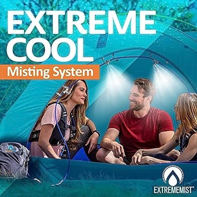 EXTREMEMIST Portable Misting System - 4 Mist Nozzles | Easy to Setup | 16 ft. Mist Line for Outdoor Patios, Golf Carts, Greenhouses, Canopy, Decks & More - Cools The air up to 30°F (17°C)! ExtremeMist
