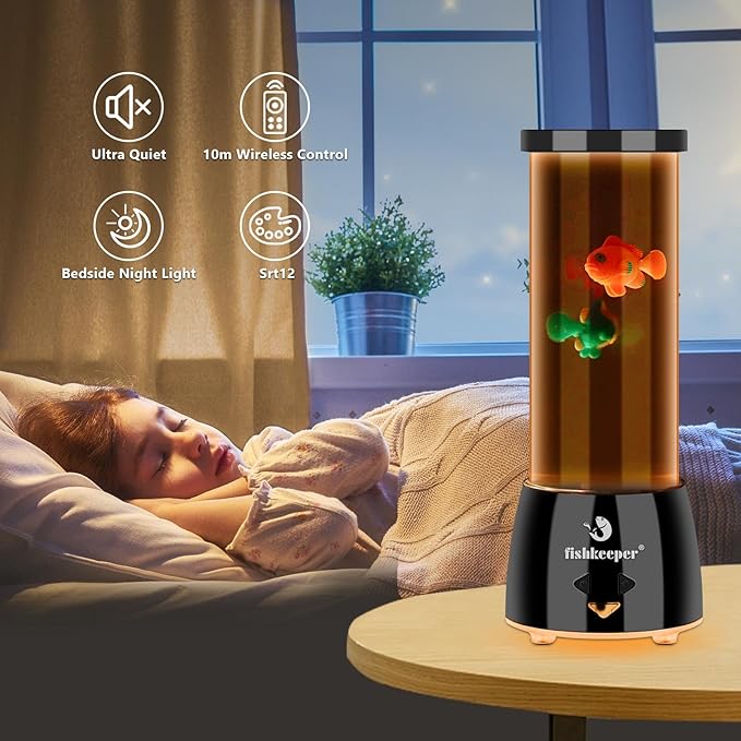 Jellyfish Lamp with 12 Color Changing and Remote Control,Jellyfish Aquarium Tank Night Light for Home Office Decor Gifts Mood Night Light Gift with USB for Kids Women Teens Adult(Fish) fishkeeper