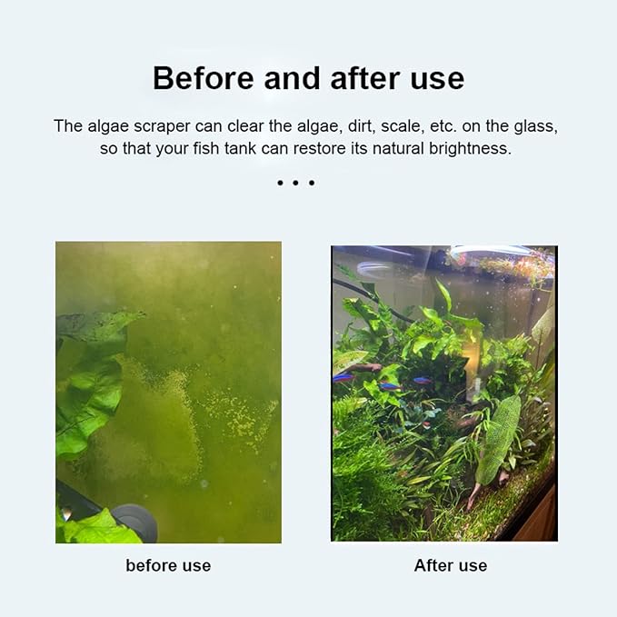 Algae Scraper for Glass Aquarium,Fish Tank Scraper with 10 Replaceable Blades,Aquarium Glass Cleaner Scraper (Silver-18.5 Inch). PAWPICO