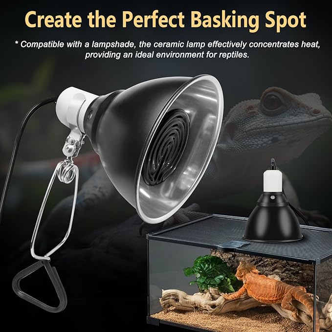 Pack of 3 Black Ceramic Heat Emitters, 100W Reptile Heat Bulbs for Lizards, Snake, Bearded Dragon, Reptiles & Amphibians, No Light & No Disturbing BOEESPATDirect