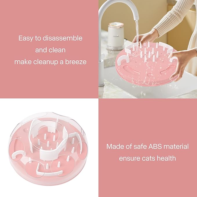 Cat Puzzle Feeder Interactive Enrichment Toys for Indoor Cats Slow Feeder Cat Treat Puzzle Cat Food Puzzle Toy Cat Stimulation Toys for Indoor Cats Pink - PAWPICO