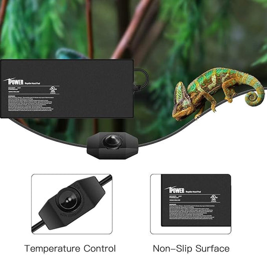 iPower 8 by 18 Inch Reptile Heating Pad with Temperature Adjustable Controller Knob, Under Tank Warmer Terrarium Heat Mat for Reptiles and Amphibians iPower