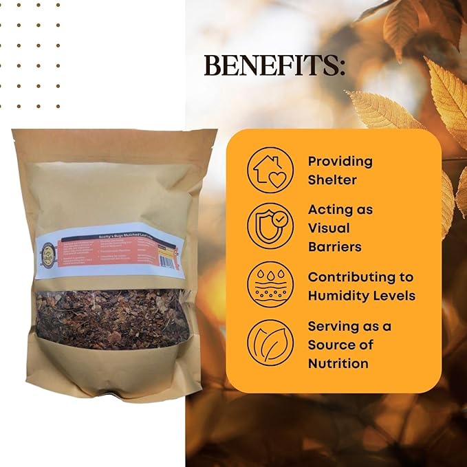 SCOTTY'S BUGS Mulched Leaf Litter for Reptiles, Isopods & Snails, Isopod Substrate, Terrarium Bedding, Organic Leaves from Natural Woodlands, 12-Ounce Pack SCOTTY%27S+BUGS